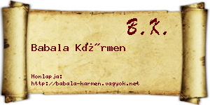 Babala Kármen névjegykártya